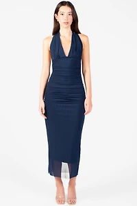 Claire Ruched Mesh Midi Dress