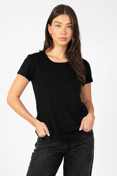 Ava Slub Jersey Mock Layer T-Shirt