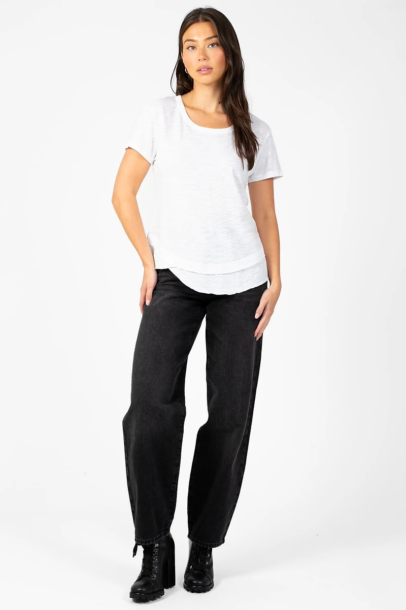 Ava Slub Jersey Mock Layer T-Shirt