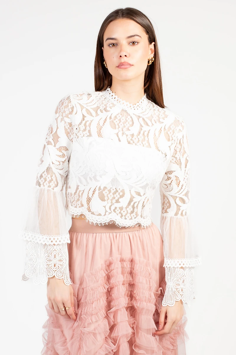 Addison Lace Bell Sleeve Blouse