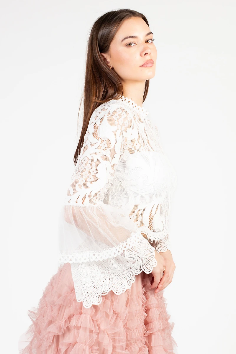 Addison Lace Bell Sleeve Blouse
