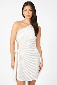 Midnights Pleated Hi Lo Mini Dress