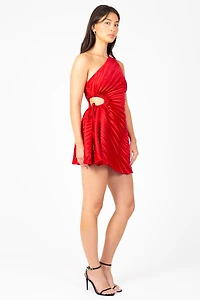 Midnights Pleated Hi Lo Mini Dress