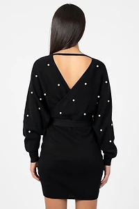 Noa Pearl Embellished Sweater Dress
