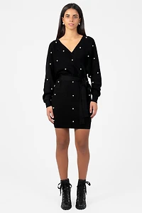 Noa Pearl Embellished Sweater Dress