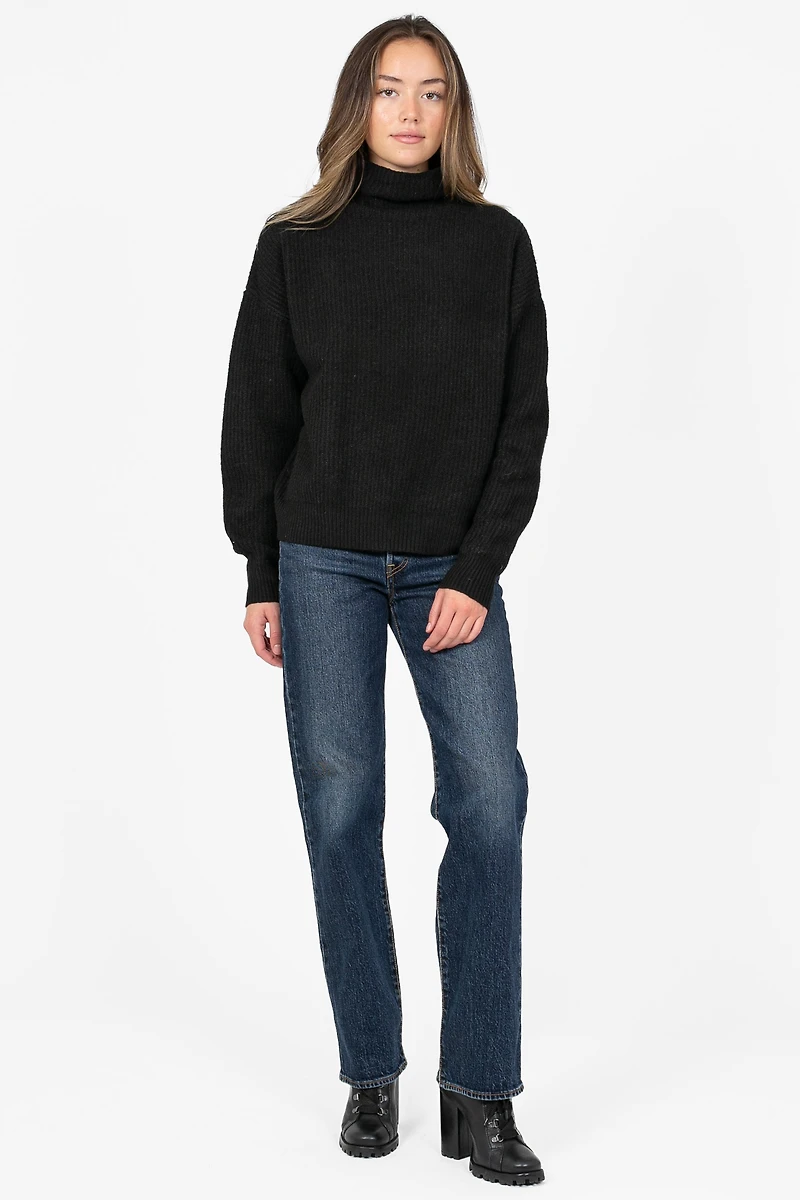 Jodie Mock Neck Ribbed Sweater
