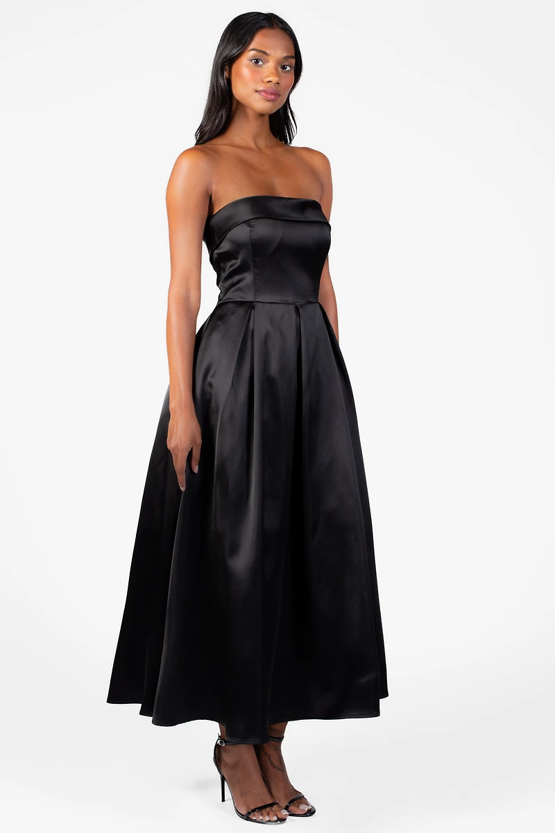Marcella Tube Satin Midi Dress