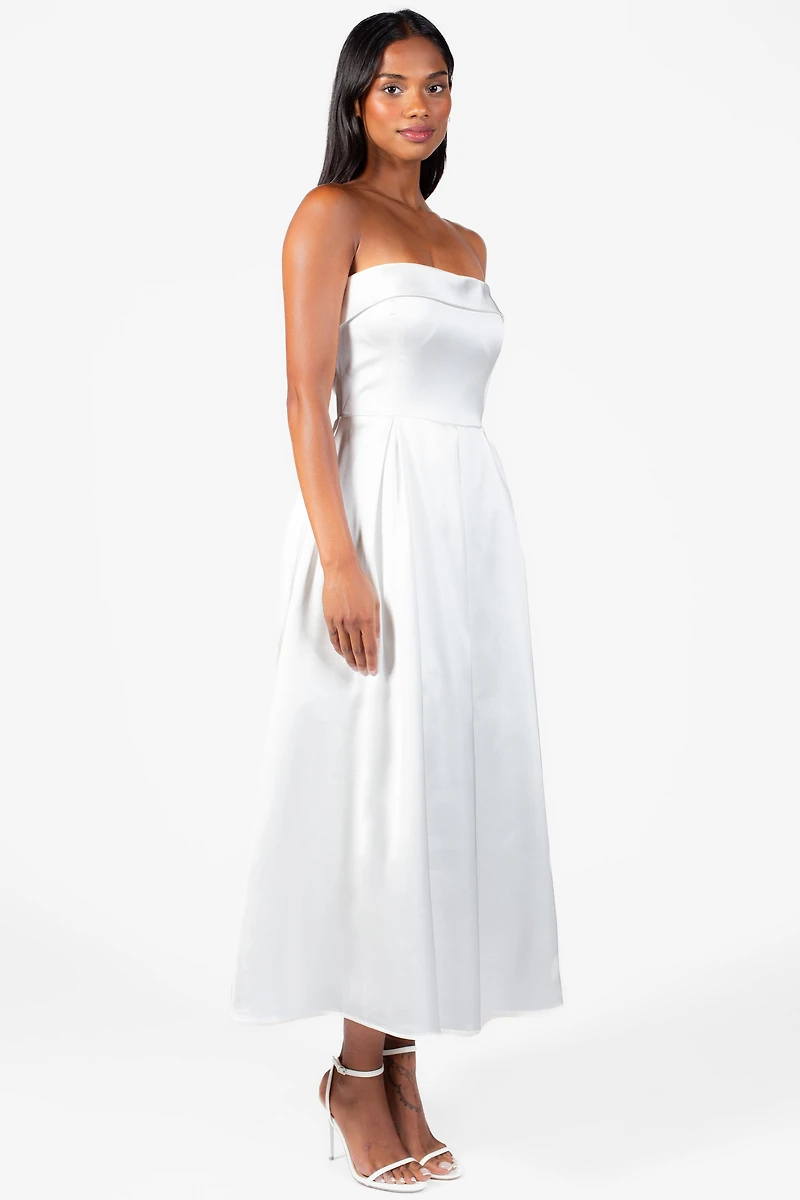 Marcella Tube Satin Midi Dress