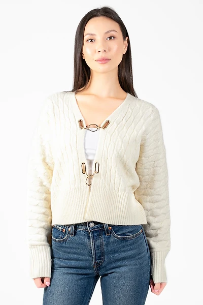 John + Jenn® Emile Gold Buckle Cardigan