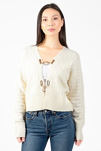 John + Jenn® Emile Gold Buckle Cardigan