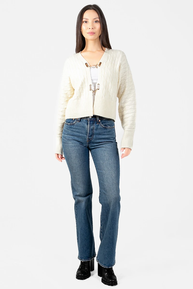 John + Jenn® Emile Gold Buckle Cardigan