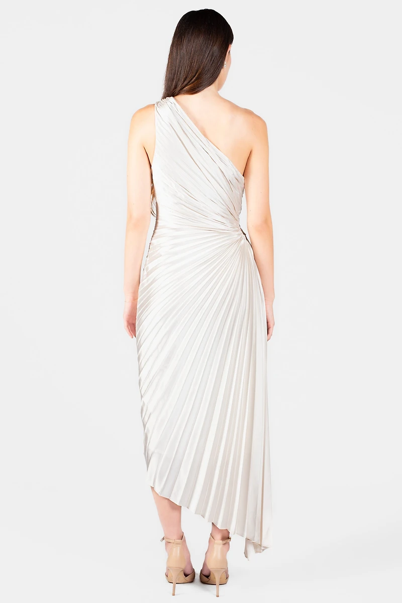Reagan One Shoulder Pleated Hi Lo Maxi Dress