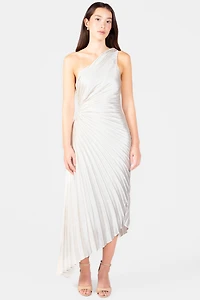 Reagan One Shoulder Pleated Hi Lo Maxi Dress