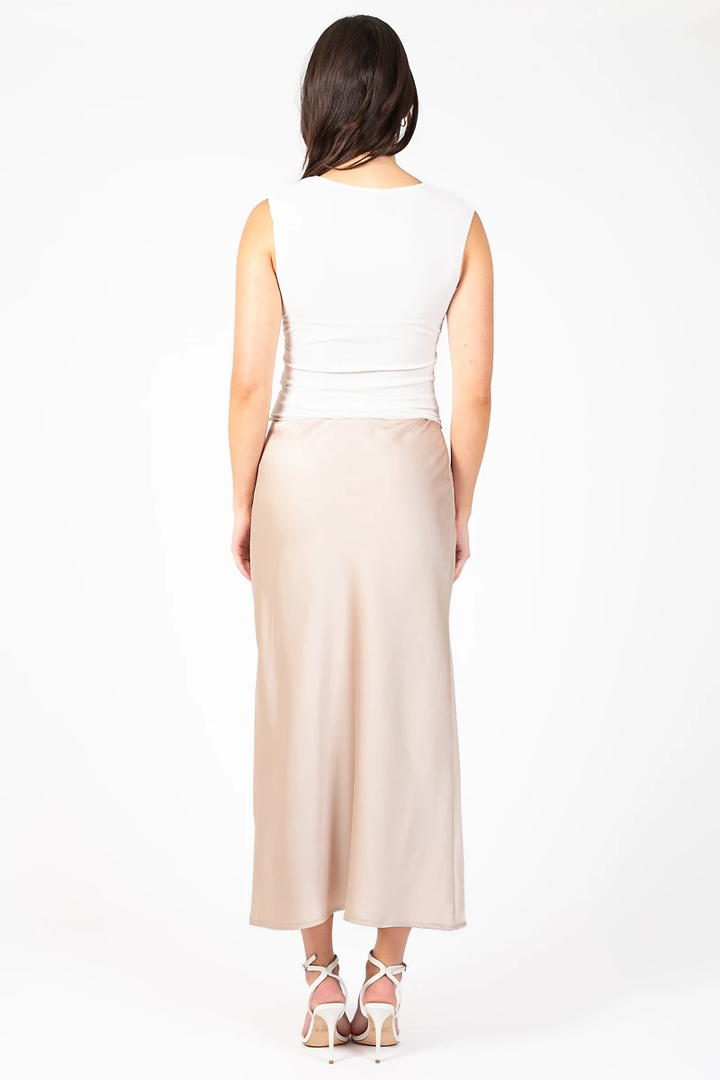 Zaria Satin Slip Midi Skirt