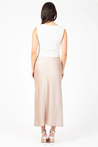Zaria Satin Slip Midi Skirt