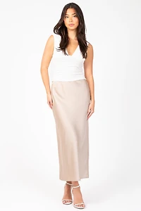 Zaria Satin Slip Midi Skirt