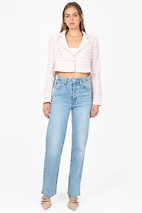 Althea Jewel Button Tweed Crop Blazer