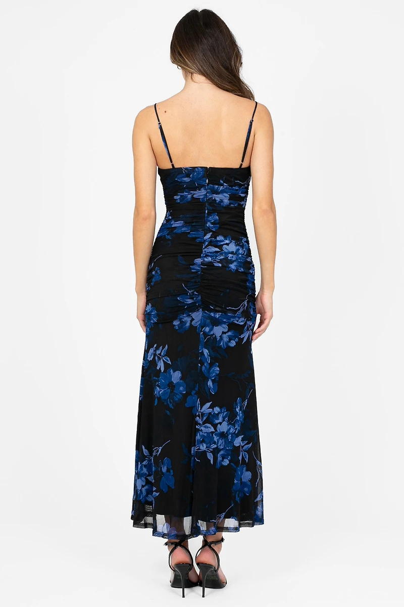 Renata Floral Ruched Midi Dress