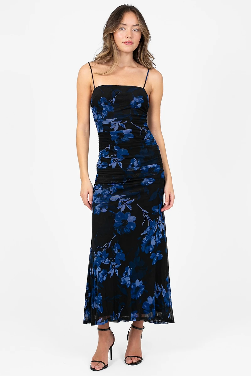 Renata Floral Ruched Midi Dress