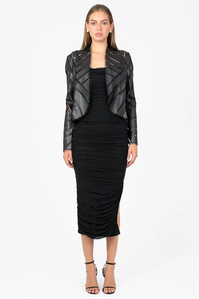 Noir Mesh Vegan Leather Jacket