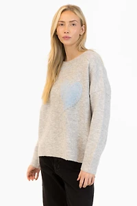 Lyla + Luxe® Heart Stitch Crew Neck Sweater
