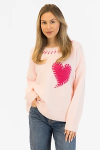 Lyla + Luxe® Heart Stitch Crew Neck Sweater