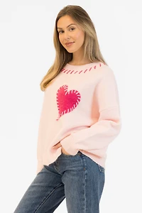 Lyla + Luxe® Heart Stitch Crew Neck Sweater