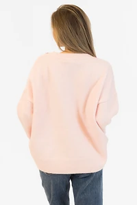 Lyla + Luxe® Heart Stitch Crew Neck Sweater