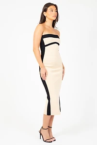 Isadora Strapless Knit Contrast Midi Dress