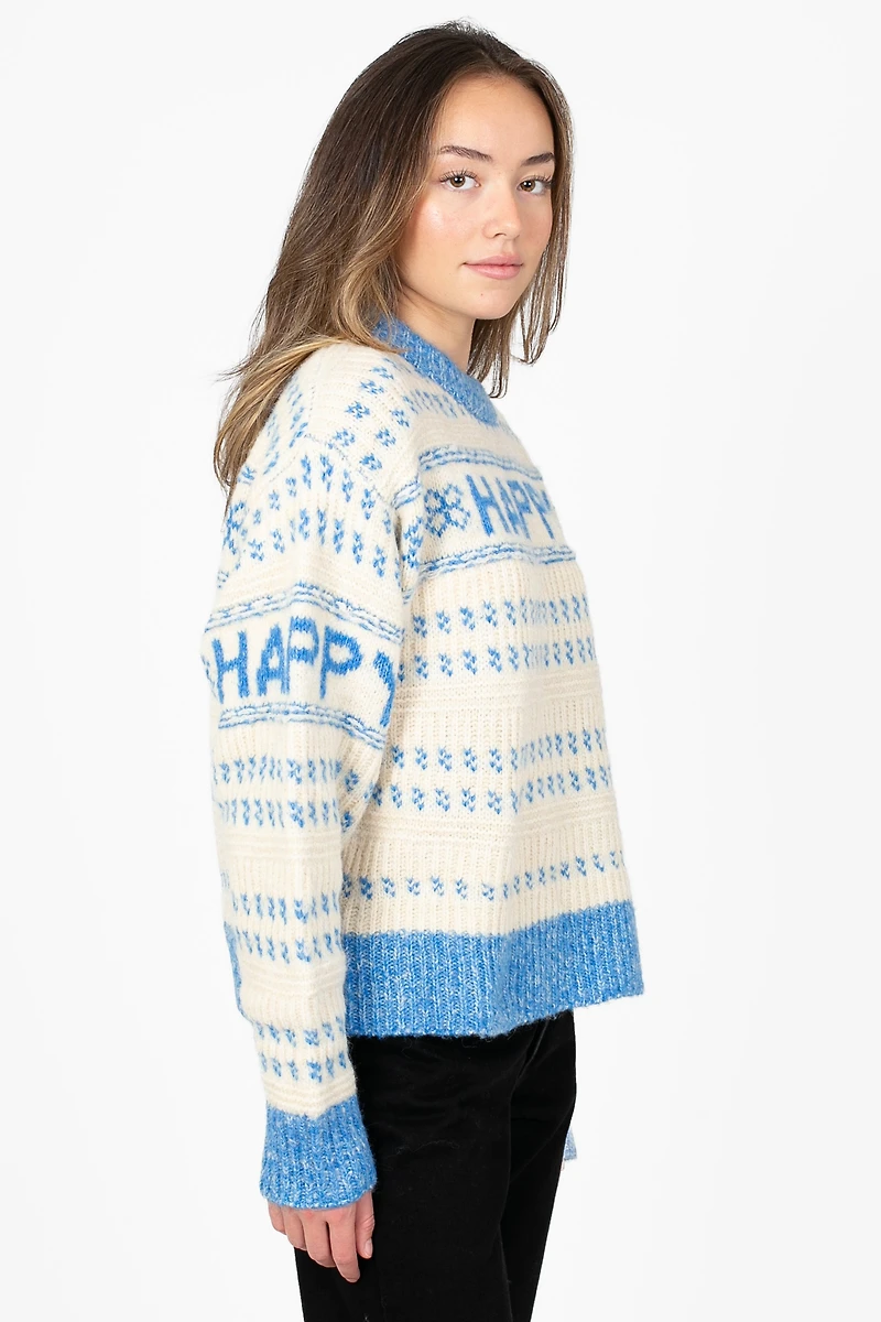Happy Printed Thick Knit Sweater