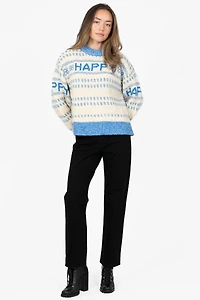 Happy Printed Thick Knit Sweater