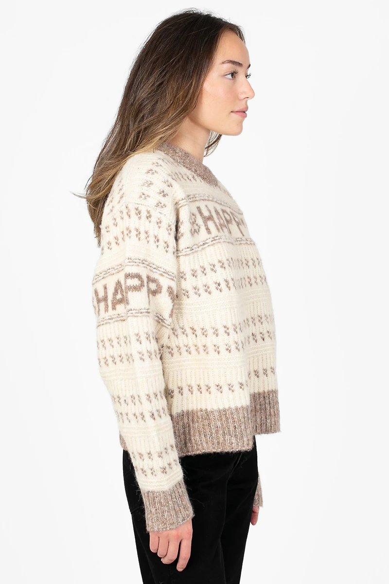 Happy Printed Thick Knit Sweater