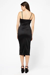 Aveline Tulip Bottom Satin Midi Dress