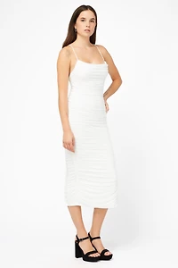 Whitney Mesh Ruched Midi Dress
