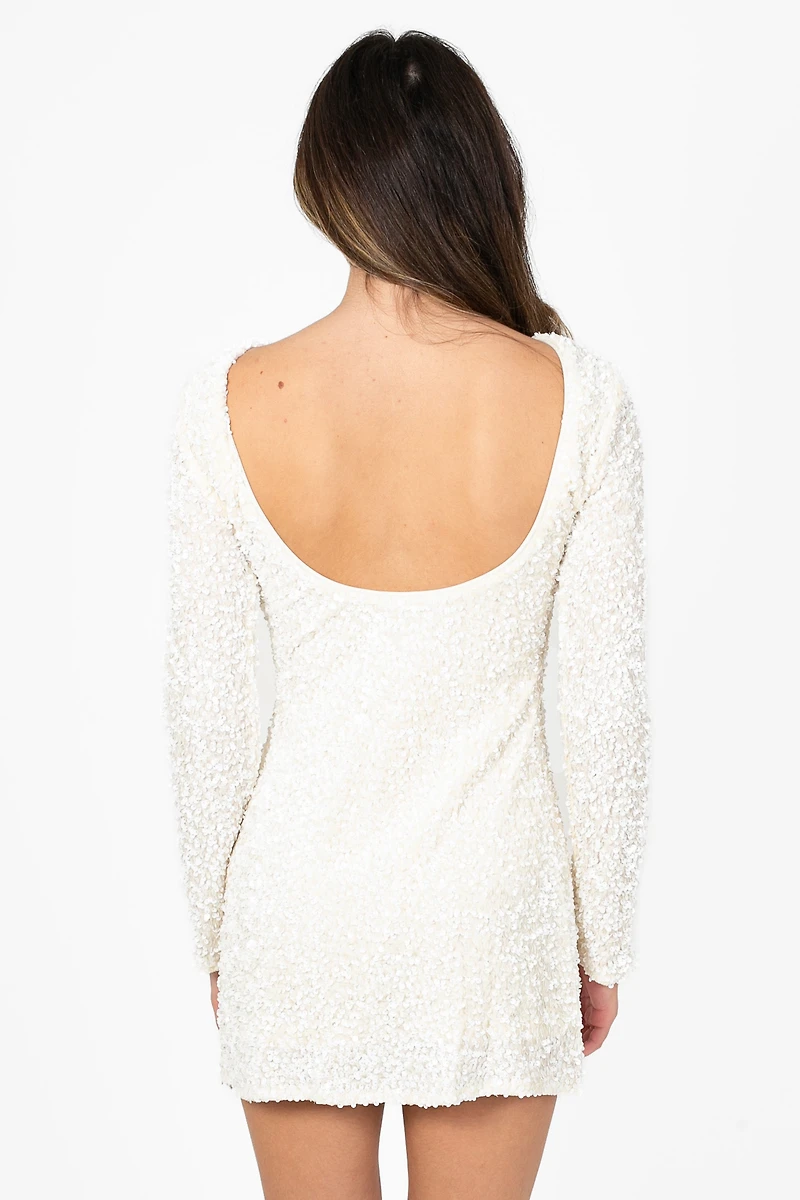 Evangeline Backless Sequin Mini Dress