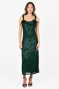 Evergreen Elegance Sequin Midi Dress