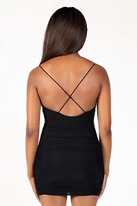 Gweny Mesh Ruched Mini Dress