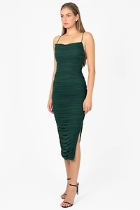 Whitney Mesh Ruched Midi Dress