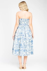 Ophelia Strapless Printed Midi Dress