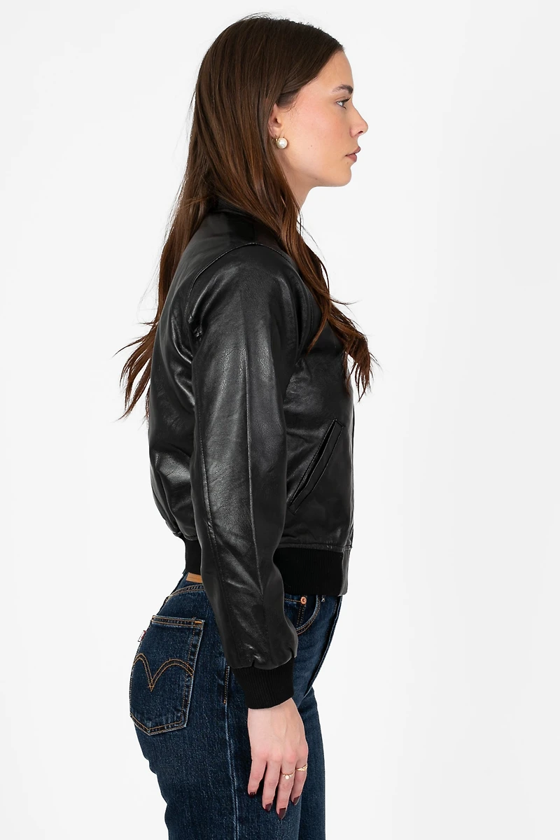 Iris Faux Leather Bomber Jacket