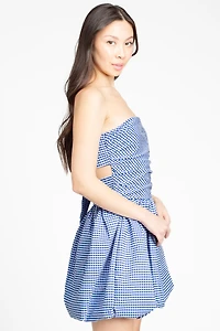 Clarissa Gingham Bubble Hem Mini Dress