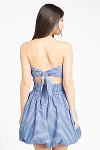 Clarissa Gingham Bubble Hem Mini Dress