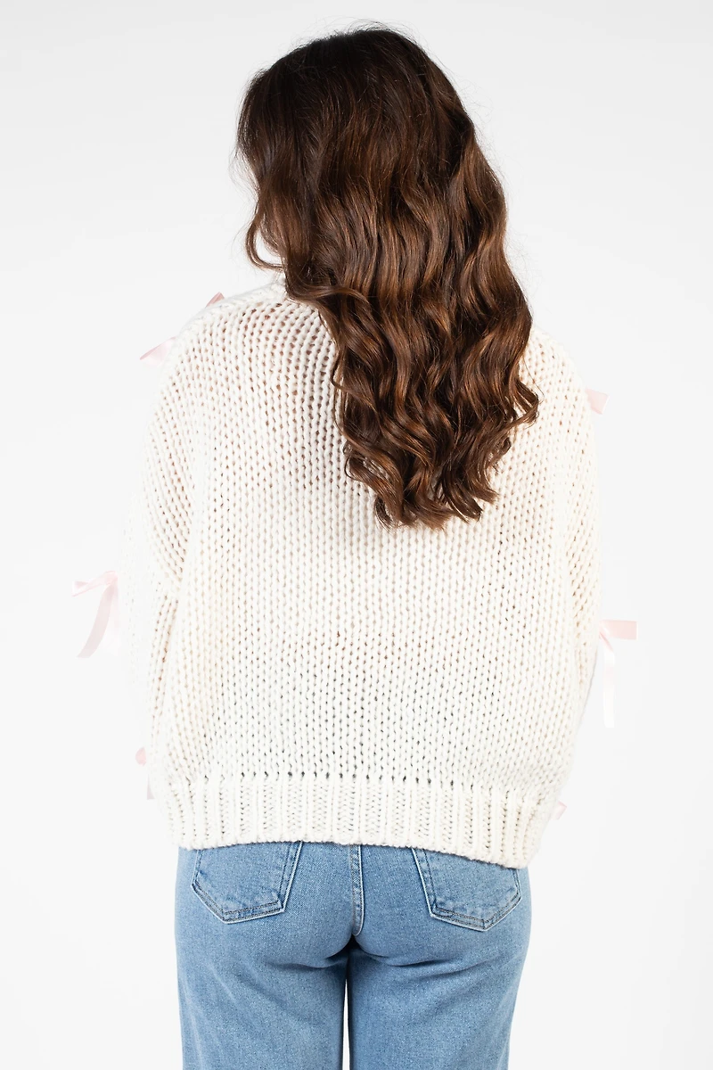 Belle Chunky Bow Knit Cardigan