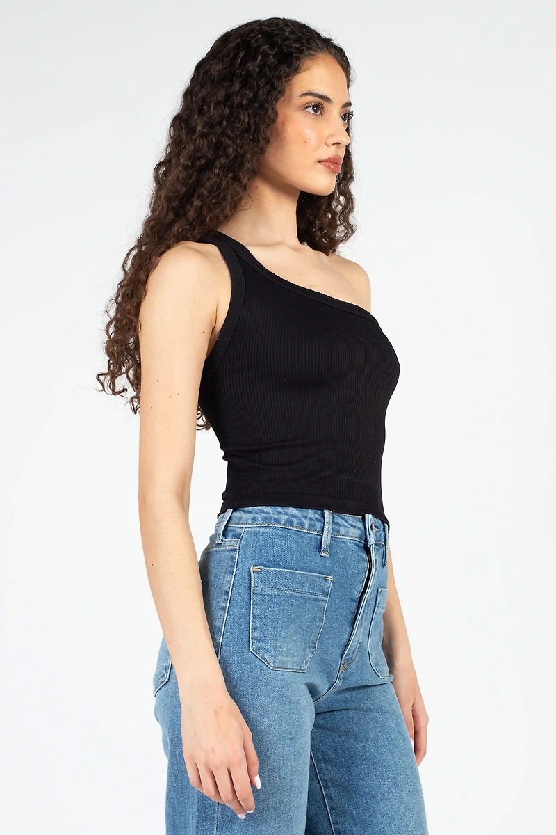 Nikibiki Ribbed One Shoulder Crop Top