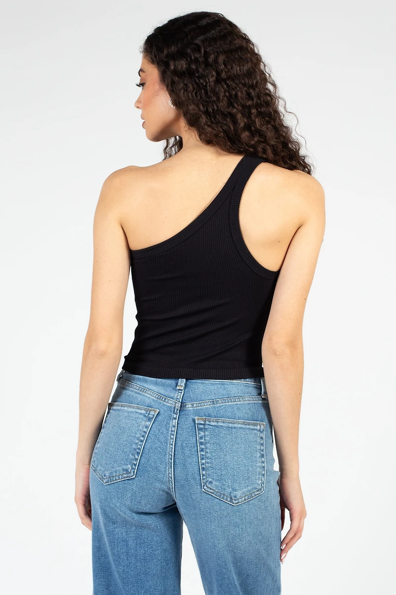 Nikibiki Ribbed One Shoulder Crop Top