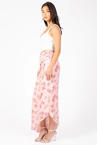 Rosaline Asymmetrical Ruched Floral Skirt