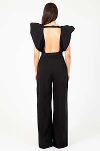 Meredith Neoprene Split Wide Leg Jumpsuit