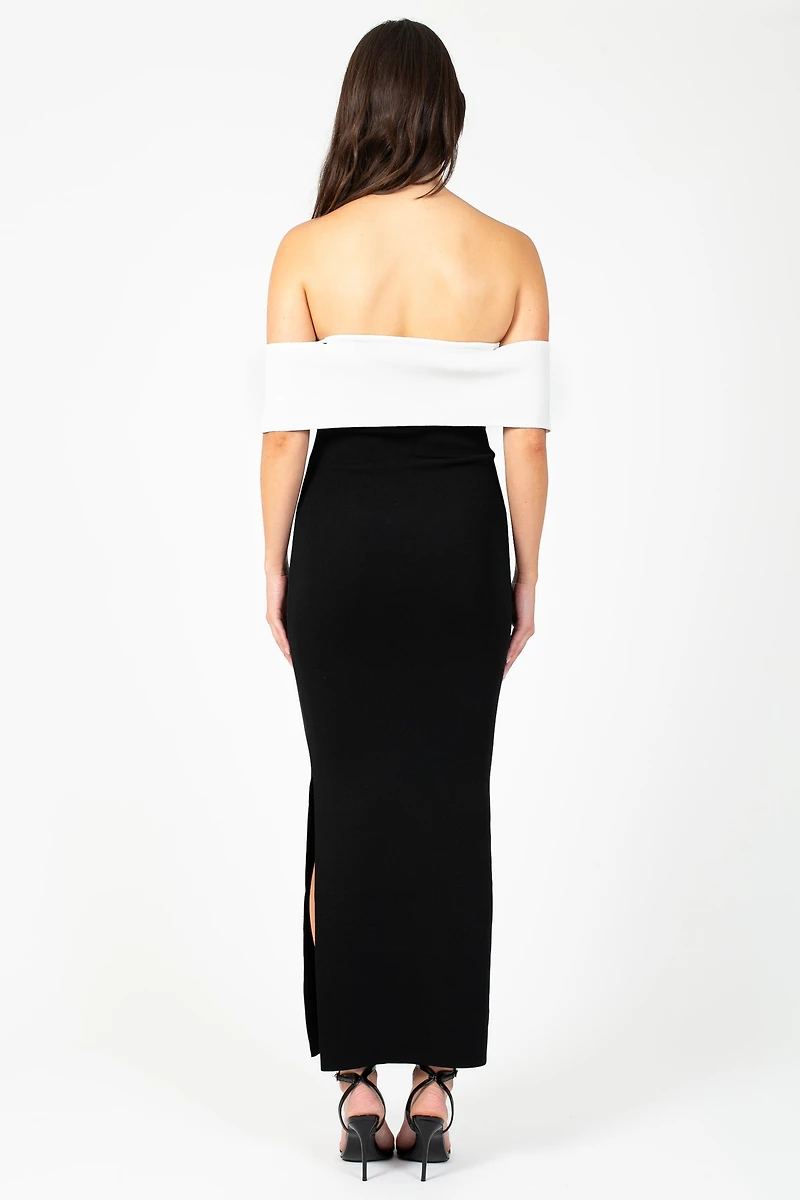 Vickie Contrast Bow Midi Dress