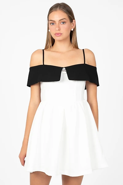 Nola Bow Contrast Mini Dress