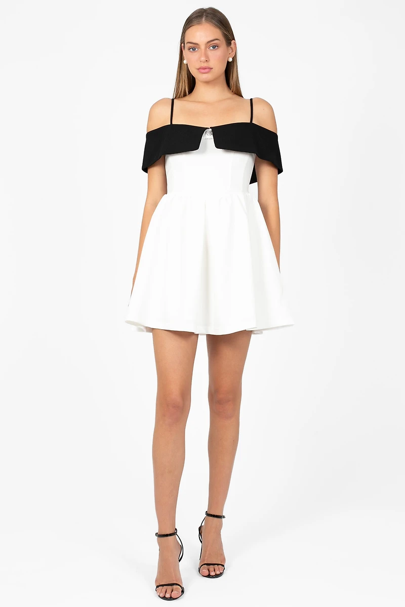 Nola Bow Contrast Mini Dress